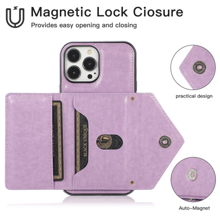 Multi-functional Cross-body Card Bag TPU+PU Back Cover Case with Holder & Card Slot & Wallet For iPhone 13 Pro(Purple)-garmade.com