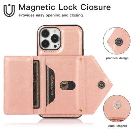 Multi-functional Cross-body Card Bag TPU+PU Back Cover Case with Holder & Card Slot & Wallet For iPhone 13 Pro(Rose Gold)-garmade.com