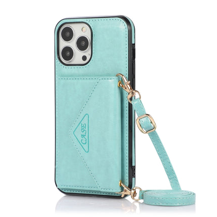 Multi-functional Cross-body Card Bag TPU+PU Back Cover Case with Holder & Card Slot & Wallet For iPhone 13 Pro(Green)-garmade.com