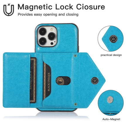 Multi-functional Cross-body Card Bag TPU+PU Back Cover Case with Holder & Card Slot & Wallet For iPhone 13 Pro Max(Blue)-garmade.com