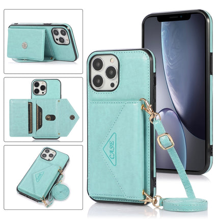 Multi-functional Cross-body Card Bag TPU+PU Back Cover Case with Holder & Card Slot & Wallet For iPhone 13 Pro Max(Green)-garmade.com