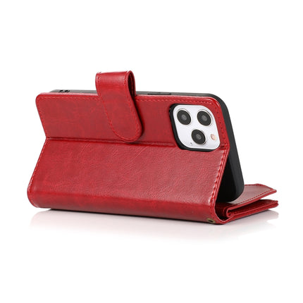Multifunctional Crazy Horse Texture Horizontal Flip Leather Case with 9 Card Slot & Holder & Zipper Wallet & Lanyard For iPhone 13 mini(Red)-garmade.com