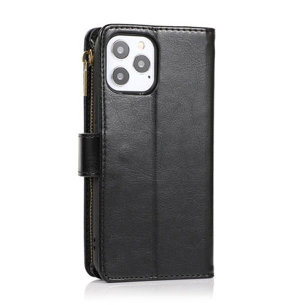 Multifunctional Crazy Horse Texture Horizontal Flip Leather Case with 9 Card Slot & Holder & Zipper Wallet & Lanyard For iPhone 13 mini(Black)-garmade.com