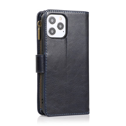 Multifunctional Crazy Horse Texture Horizontal Flip Leather Case with 9 Card Slot & Holder & Zipper Wallet & Lanyard For iPhone 13 mini(Blue)-garmade.com