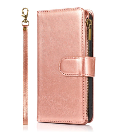 Multifunctional Crazy Horse Texture Horizontal Flip Leather Case with 9 Card Slot & Holder & Zipper Wallet & Lanyard For iPhone 13 mini(Rose Gold)-garmade.com