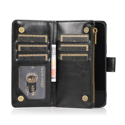 Multifunctional Crazy Horse Texture Horizontal Flip Leather Case with 9 Card Slot & Holder & Zipper Wallet & Lanyard For iPhone 13(Black)-garmade.com