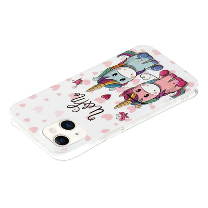 Luminous TPU Soft Protective Case For iPhone 13 mini(Couple Unicorn)-garmade.com