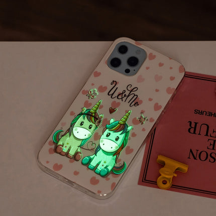 Luminous TPU Soft Protective Case For iPhone 13 Pro Max(Couple Unicorn)-garmade.com