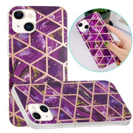 Electroplating TPU Protective Case For iPhone 13 mini(Purple Rhombus)-garmade.com
