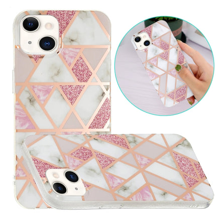 Electroplating TPU Protective Case For iPhone 13 mini(Pink White Rhombus)-garmade.com