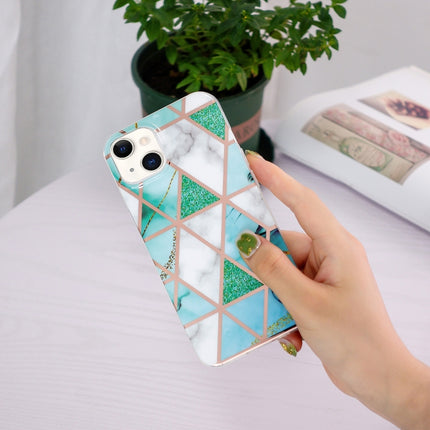 Electroplating TPU Protective Case For iPhone 13 mini(Green White Rhombus)-garmade.com