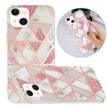 Electroplating TPU Protective Case For iPhone 13(Pink White Rhombus)-garmade.com