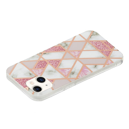 Electroplating TPU Protective Case For iPhone 13(Pink White Rhombus)-garmade.com