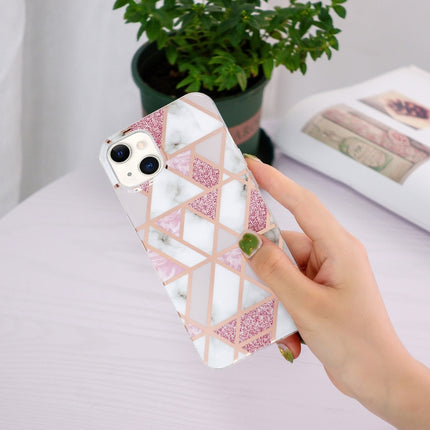 Electroplating TPU Protective Case For iPhone 13(Pink White Rhombus)-garmade.com