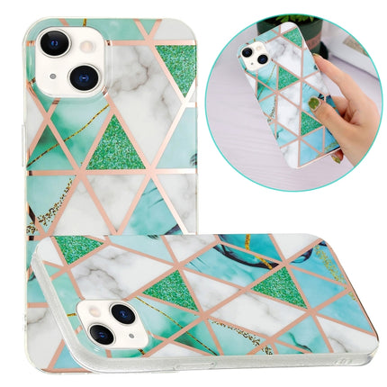 Electroplating TPU Protective Case For iPhone 13(Green White Rhombus)-garmade.com