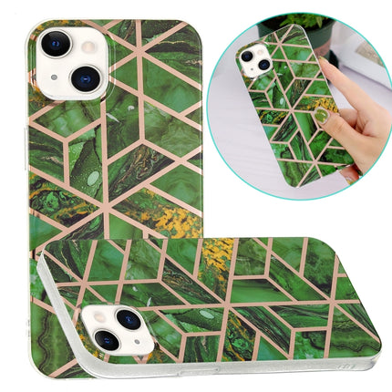 Electroplating TPU Protective Case For iPhone 13(Green Rhombus)-garmade.com