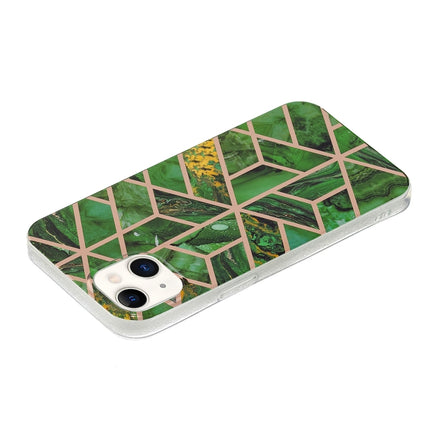 Electroplating TPU Protective Case For iPhone 13(Green Rhombus)-garmade.com