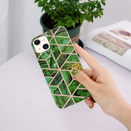 Electroplating TPU Protective Case For iPhone 13(Green Rhombus)-garmade.com