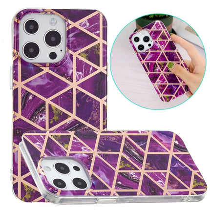 Electroplating TPU Protective Case For iPhone 13 Pro(Purple Rhombus)-garmade.com