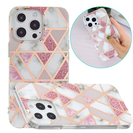 Electroplating TPU Protective Case For iPhone 13 Pro(Pink White Rhombus)-garmade.com