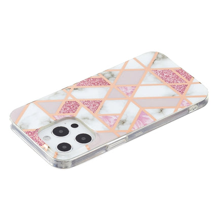 Electroplating TPU Protective Case For iPhone 13 Pro(Pink White Rhombus)-garmade.com