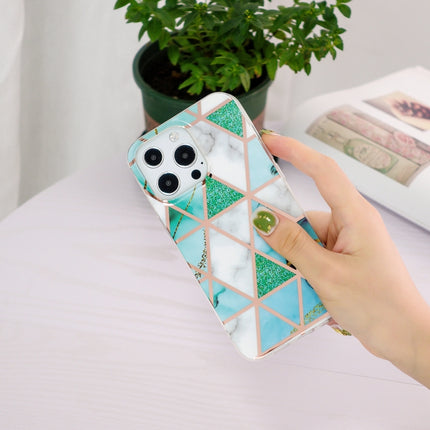 Electroplating TPU Protective Case For iPhone 13 Pro(Green White Rhombus)-garmade.com