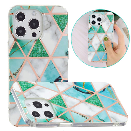 Electroplating TPU Protective Case For iPhone 13 Pro Max(Green White Rhombus)-garmade.com