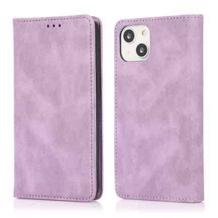 Strong Magnetic Crazy Horse Texture Horizontal Flip Leather Case with Holder & Card Slots & Wallet For iPhone 13(Purple)-garmade.com