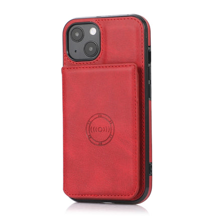 Calf Texture Magnetic Card Bag PU Shockproof Case with Holder & Card Slot For iPhone 13 mini(Red)-garmade.com