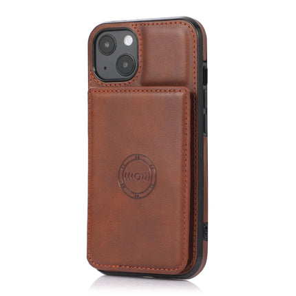 Calf Texture Magnetic Card Bag PU Shockproof Case with Holder & Card Slot For iPhone 13 mini(Coffee)-garmade.com