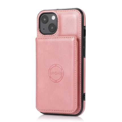 Calf Texture Magnetic Card Bag PU Shockproof Case with Holder & Card Slot For iPhone 13(Rose Gold)-garmade.com
