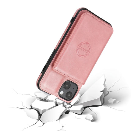 Calf Texture Magnetic Card Bag PU Shockproof Case with Holder & Card Slot For iPhone 13(Rose Gold)-garmade.com
