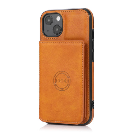 Calf Texture Magnetic Card Bag PU Shockproof Case with Holder & Card Slot For iPhone 13(Brown)-garmade.com
