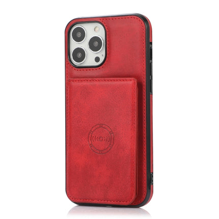 Calf Texture Magnetic Card Bag PU Shockproof Case with Holder & Card Slot For iPhone 13 Pro(Red)-garmade.com