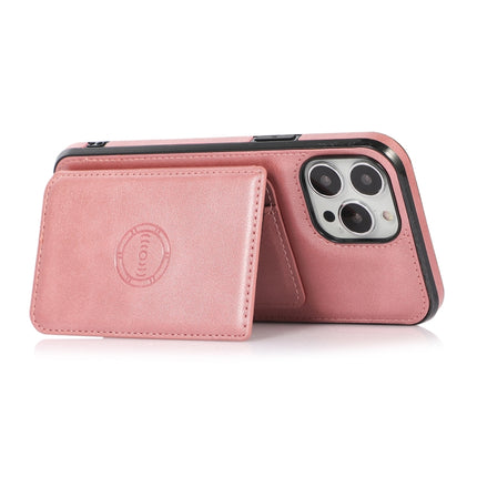 Calf Texture Magnetic Card Bag PU Shockproof Case with Holder & Card Slot For iPhone 13 Pro(Rose Gold)-garmade.com