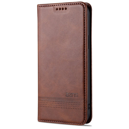 AZNS Magnetic Calf Texture Horizontal Flip Leather Case with Card Slots & Holder & Wallet For iPhone 13(Dark Brown)-garmade.com