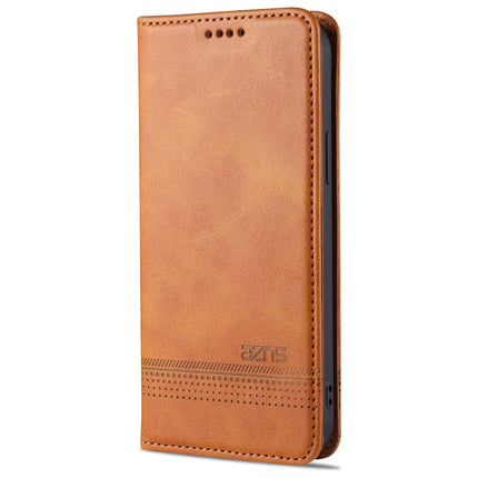 AZNS Magnetic Calf Texture Horizontal Flip Leather Case with Card Slots & Holder & Wallet For iPhone 13(Light Brown)-garmade.com
