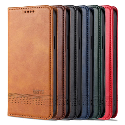AZNS Magnetic Calf Texture Horizontal Flip Leather Case with Card Slots & Holder & Wallet For iPhone 13(Light Brown)-garmade.com
