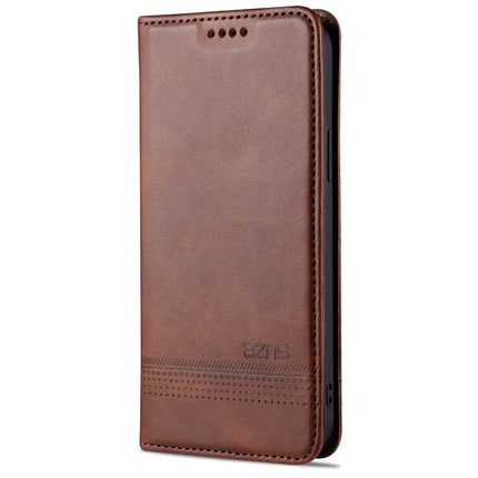 AZNS Magnetic Calf Texture Horizontal Flip Leather Case with Card Slots & Holder & Wallet For iPhone 13 Pro(Dark Brown)-garmade.com