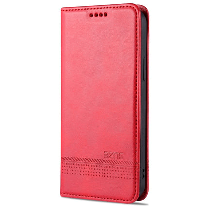 AZNS Magnetic Calf Texture Horizontal Flip Leather Case with Card Slots & Holder & Wallet For iPhone 13 Pro Max(Red)-garmade.com