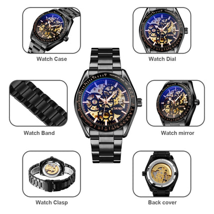 SKMEI 9194 Men Mechanical Gear Dial Automatic Mechanical Watch(Silver)-garmade.com