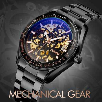 SKMEI 9194 Men Mechanical Gear Dial Automatic Mechanical Watch(Black)-garmade.com