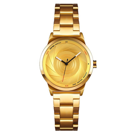 SKMEI 9210 Ladies Business Watch Simple 3D Dial Quartz Watch(Gold)-garmade.com