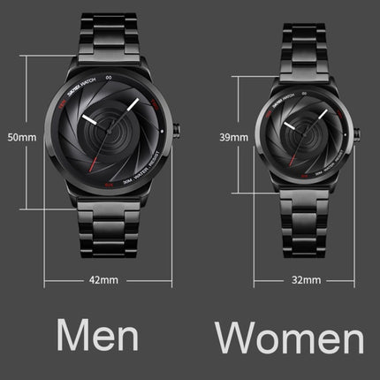 SKMEI 9210 Ladies Business Watch Simple 3D Dial Quartz Watch(Black)-garmade.com