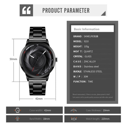 SKMEI 9210 Ladies Business Watch Simple 3D Dial Quartz Watch(Black Blue)-garmade.com