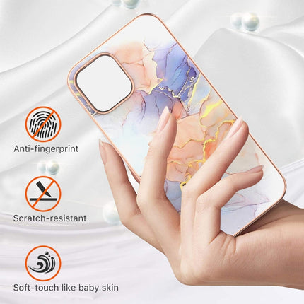 Electroplating Pattern IMD TPU Shockproof Case For iPhone 13(Milky Way White Marble)-garmade.com