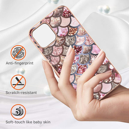 Electroplating Pattern IMD TPU Shockproof Case For iPhone 13 Pro(Pink Scales)-garmade.com
