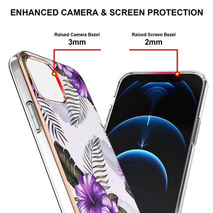 Electroplating Pattern IMD TPU Shockproof Case For iPhone 13 Pro(Purple Flower)-garmade.com