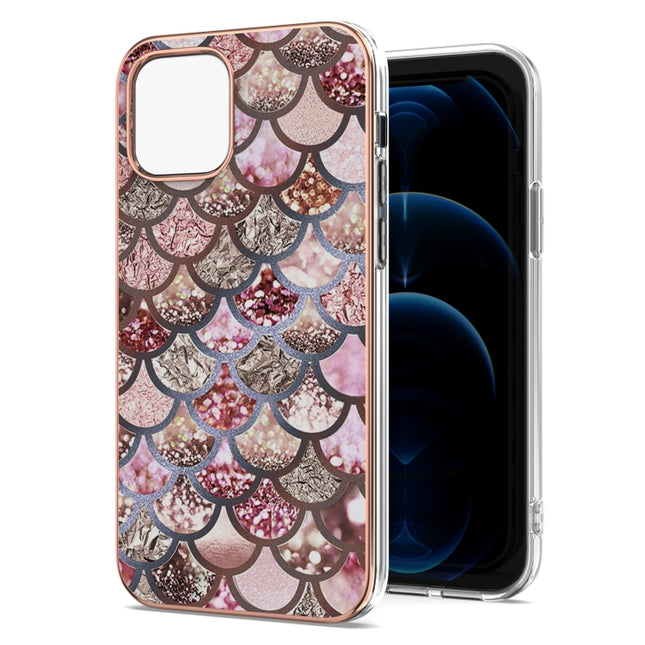 Electroplating Pattern IMD TPU Shockproof Case For iPhone 13 Pro Max(Pink Scales)-garmade.com