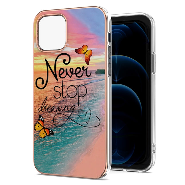 Electroplating Pattern IMD TPU Shockproof Case For iPhone 13 Pro Max(Dream Chasing Butterfly)-garmade.com